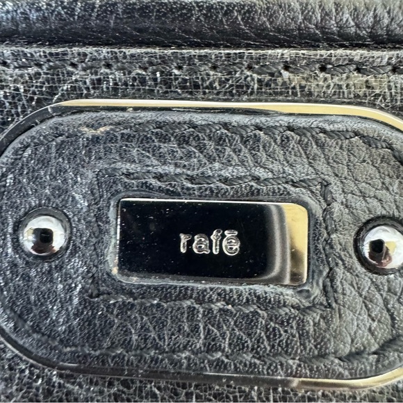 Rafe New York Black Metallic Leather Clutch Wristlet Evening Bag - Picture 10 of 11